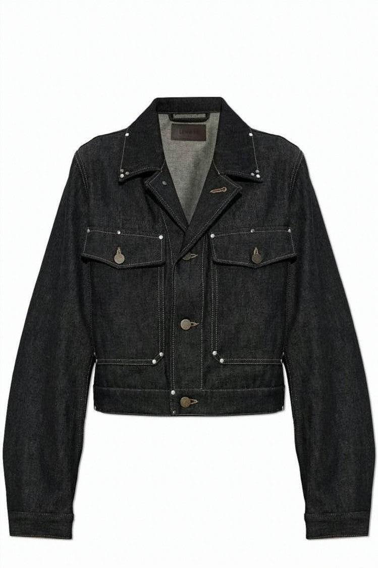 Lemaire Cropped Denim Jacket With Classic Collar