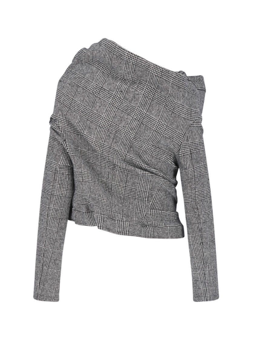 Junya Watanabe Grey Asymmetrical Ruched Button Wool-Blend Jacket