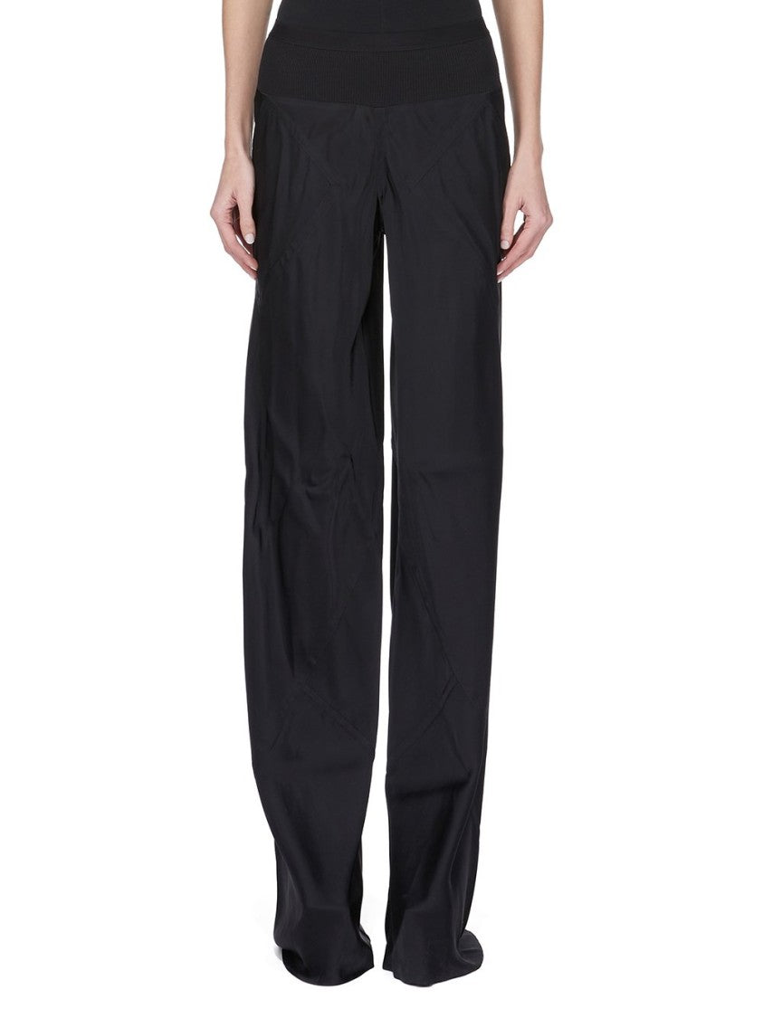 Rick Owens Floor-Length Black Charmeuse Bias Pants
