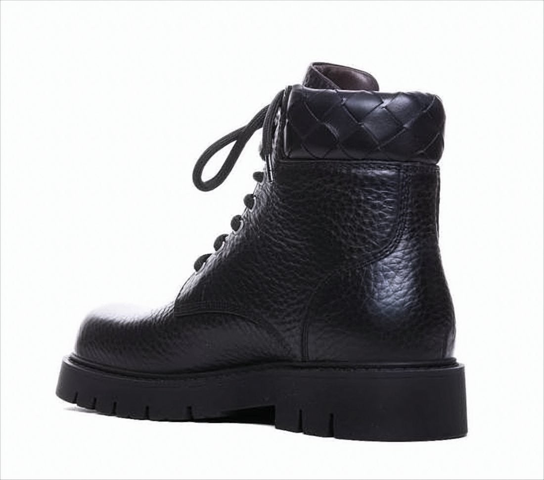 Bottega Veneta Textured Leather Lace-Up Boots
