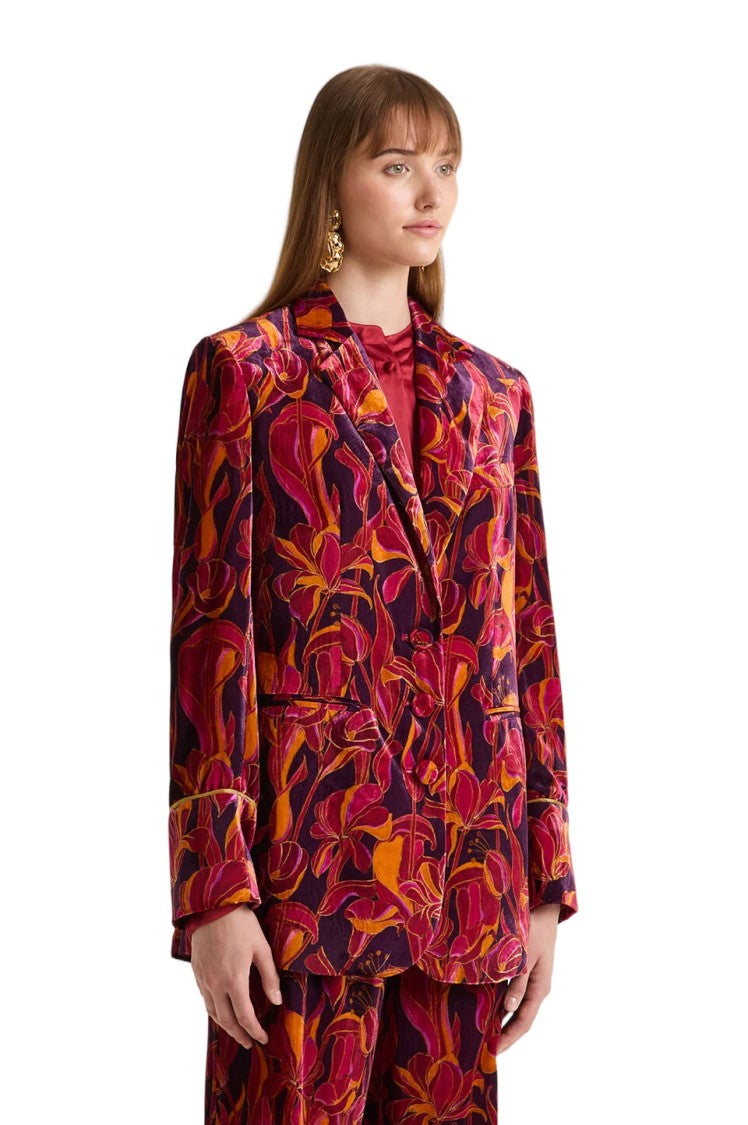 Maliparmi Lily's Ballet Printed Velvet Covered Buttons Blazer