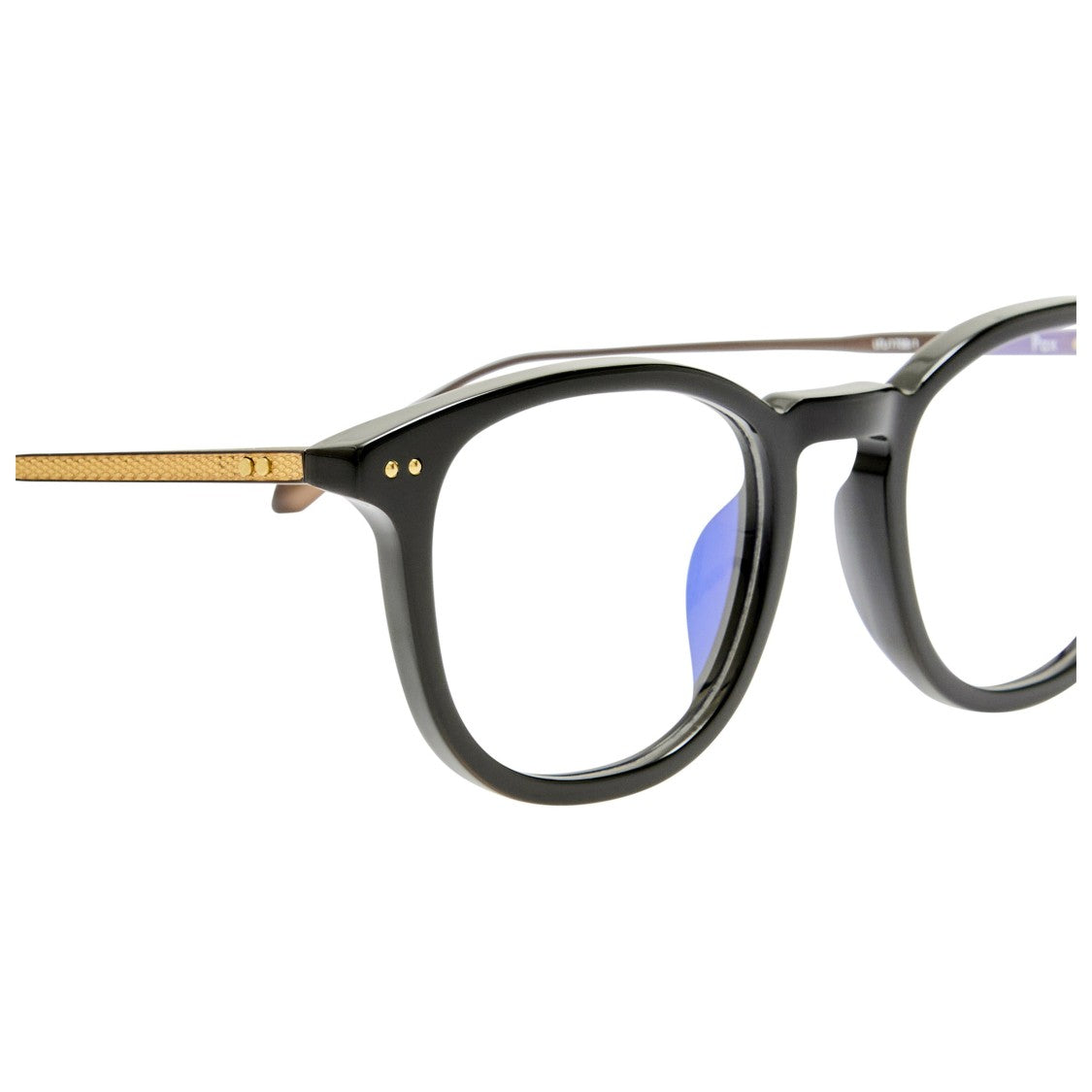 Linda Farrow Rounded Frame Eyeglasses With Textured Gold Titanium Temples