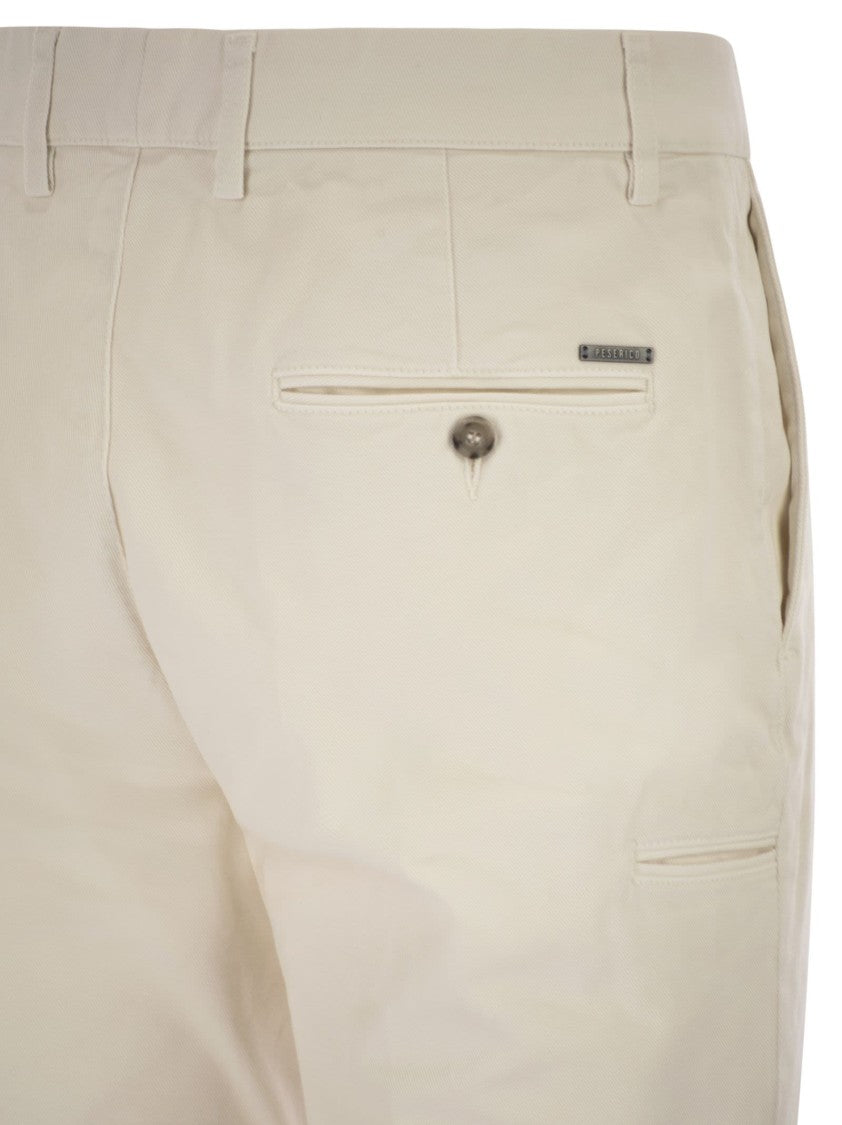 Peserico Chino Trousers In Stretch Cotton Gabardine