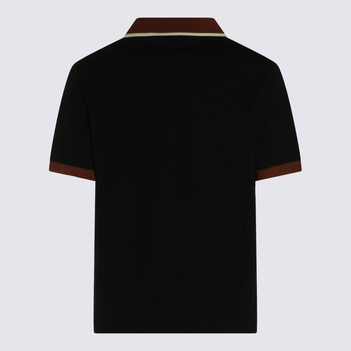 Marni Classic Black Polo Shirt With Contrasting Brown Accents