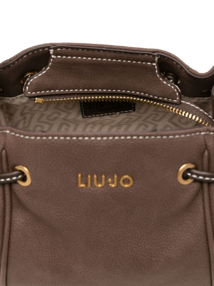 Liu Jo Brown Gold-Tone Drawstring Bucket Bag