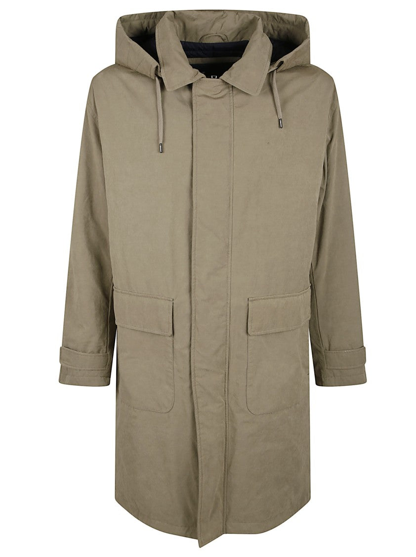 Herno Technical Fabric Long Parka With Removable Hood And Down Padding