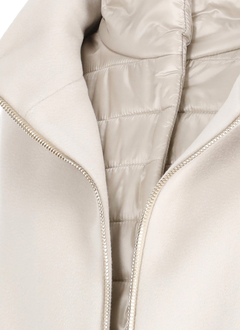 Herno High Neck Beige Virgin Wool Coat