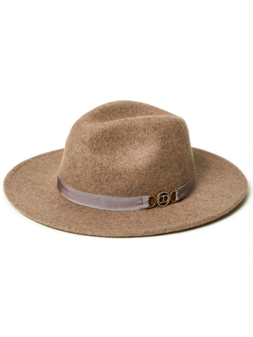 Twin-Set Wide Brim Beige Wool Hat