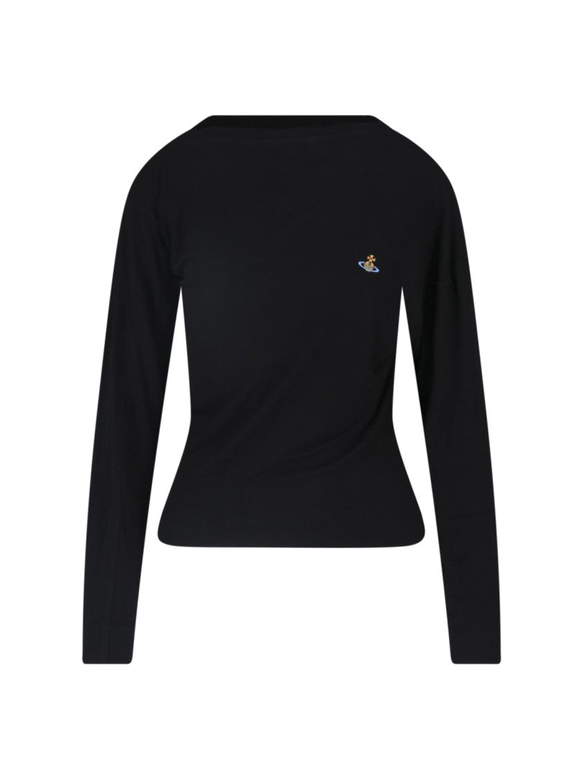 Vivienne Westwood Black Viscose Asymmetric Orb T-Shirt