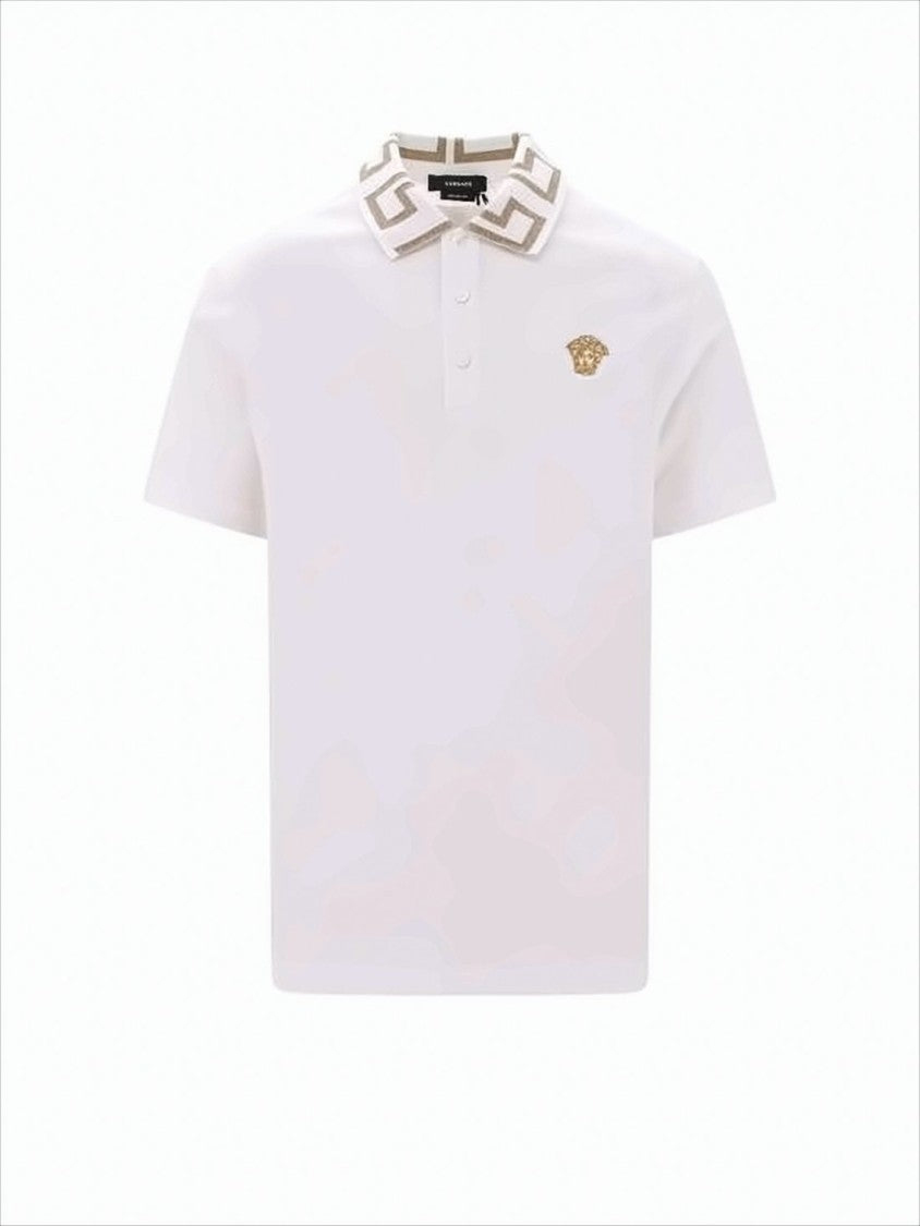 Versace Textured Cotton Polo Shirt