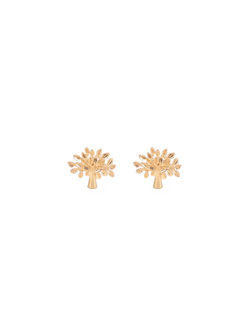 Mulberry Gold-Tone Tree-Shaped Stud Earrings With Intricate Detailing