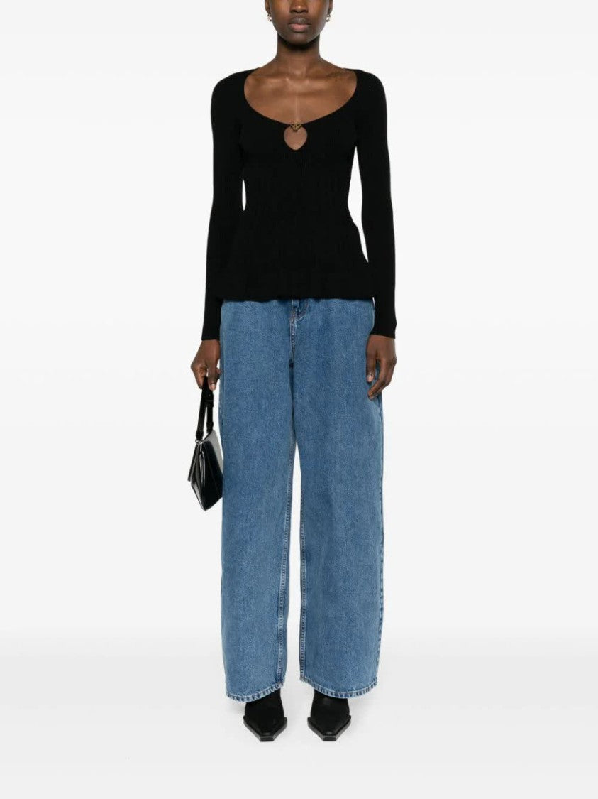 Philosophy Fitted Ribbed Peplum Sweater