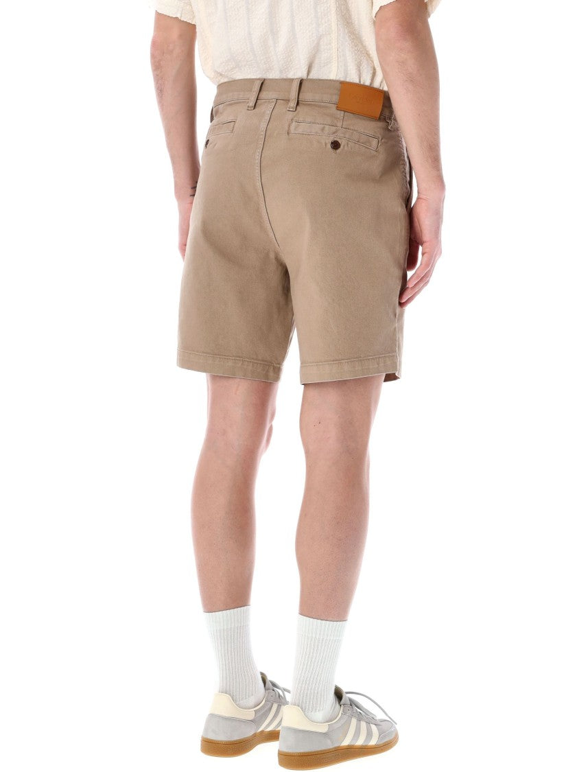 Corridor Khaki Heavy Cotton Twill Pleated Shorts
