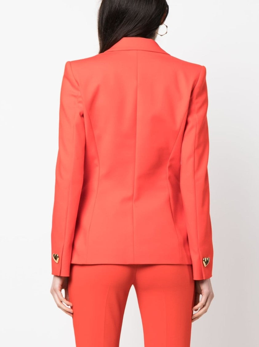 Moschino Heart-Button Double-Breasted Blazer With Tailored Silhouette