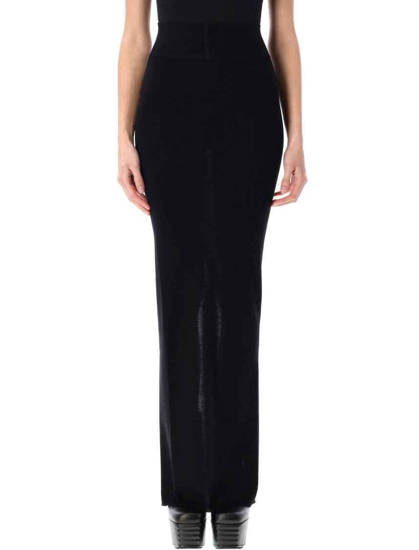 Rick Owens Long Fitted Pillar Skirt With High Waist