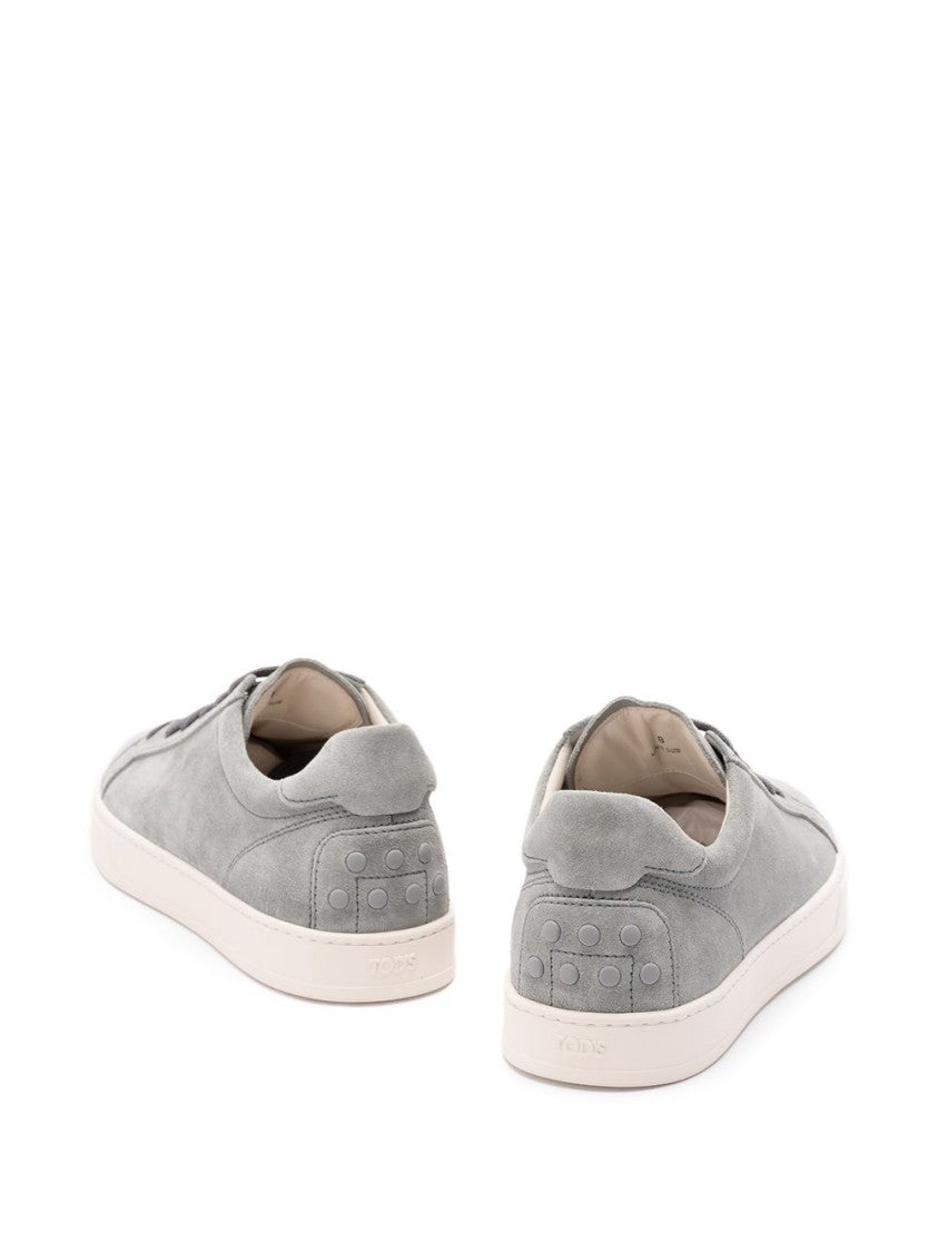 Tod's Grey Leather Round Toe Lace Sneakers