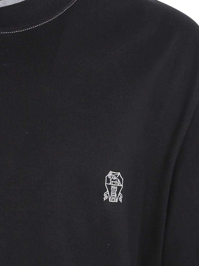 Brunello Cucinelli Short-Sleeve Black T-Shirt