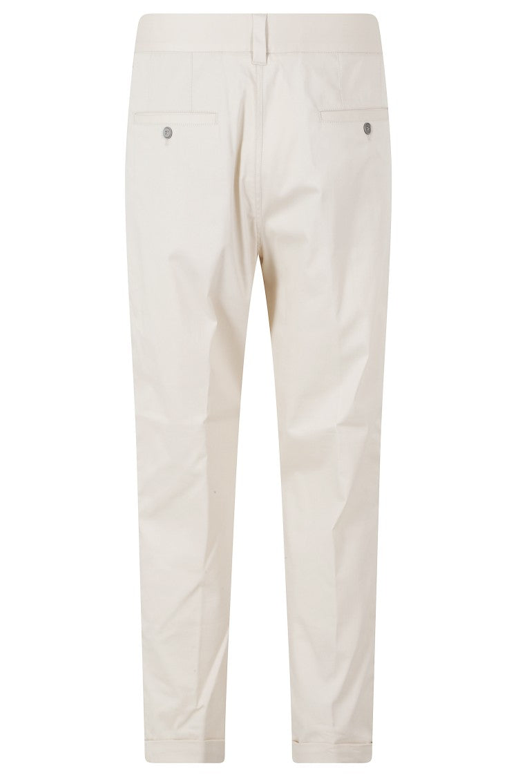 Paolo Pecora Beige Flush-Pockets Cotton Slim-Leg Pants