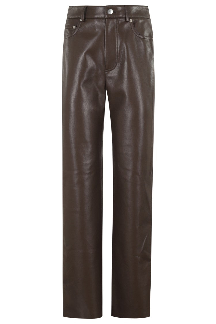 Nanushka Seldes Straight-Leg Pants With Glossy Finish