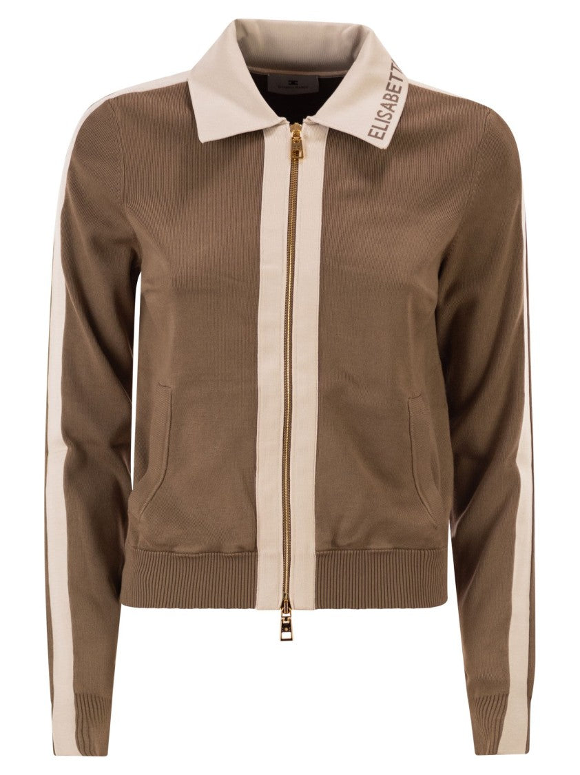 Elisabetta Franchi Knitted Jacket With Shiny Viscose Stripes