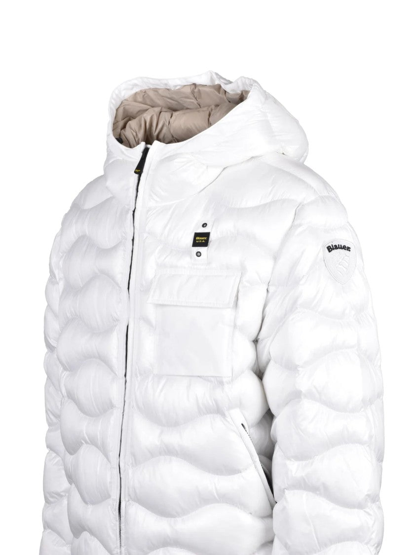 Blauer White Hooded Polyamide Down Jacket