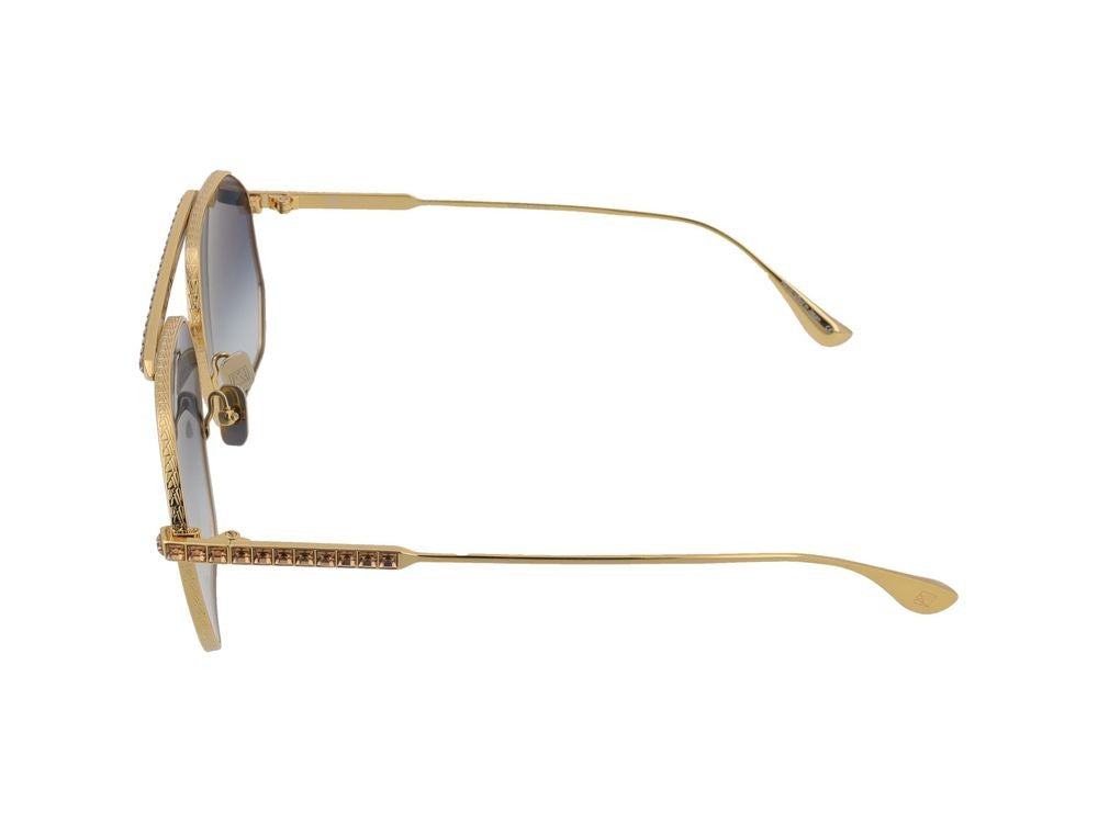 Anna-Karin Karlsson Gold-Toned Blue Gradient Lens Titanium Sunglasses