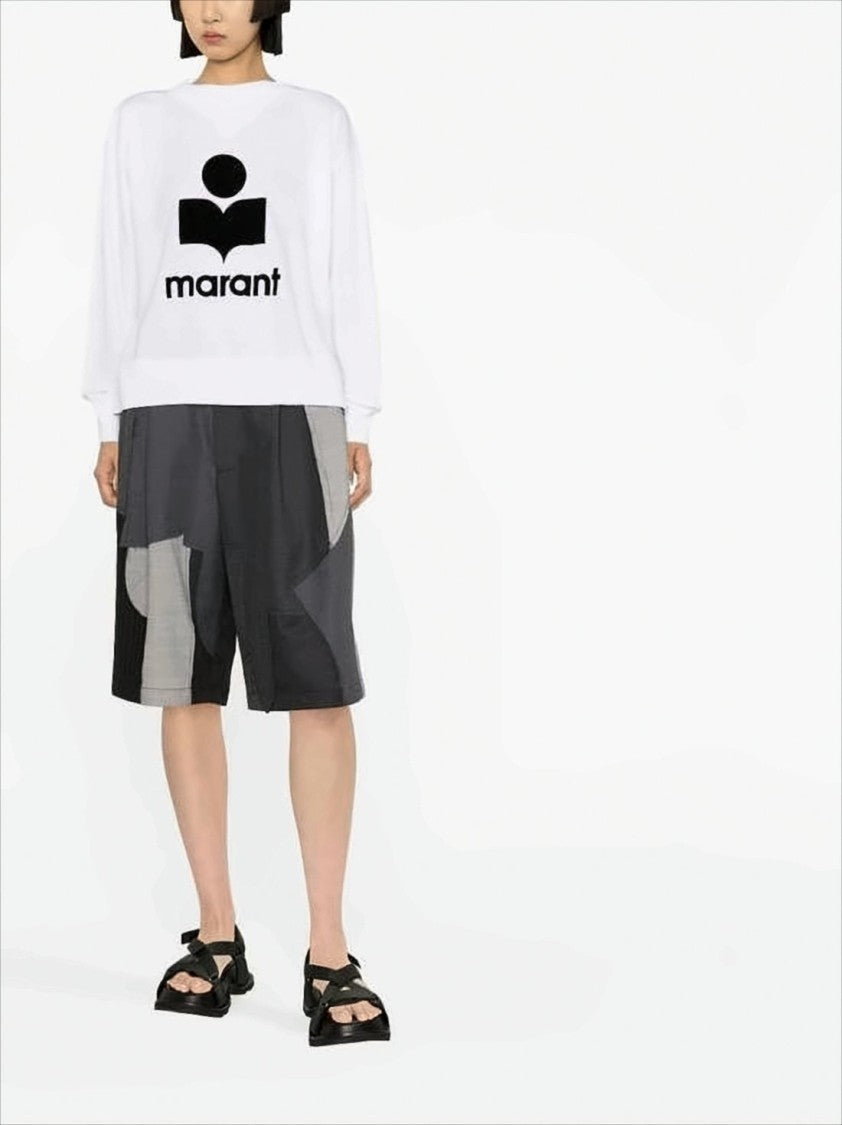 Isabel Marant Relaxed Fit Long-Sleeve Linen Top With Graphic Logo