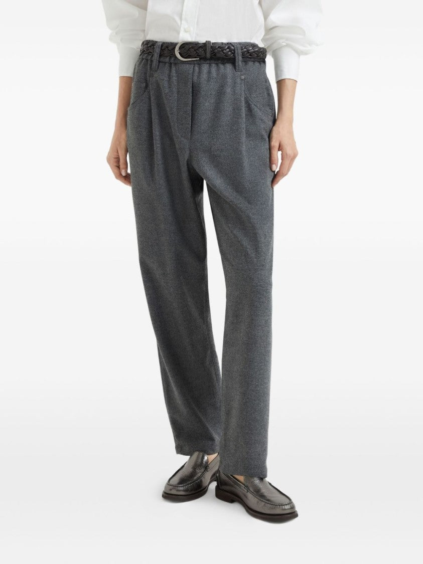 Brunello Cucinelli High-Waisted Textured Trousers