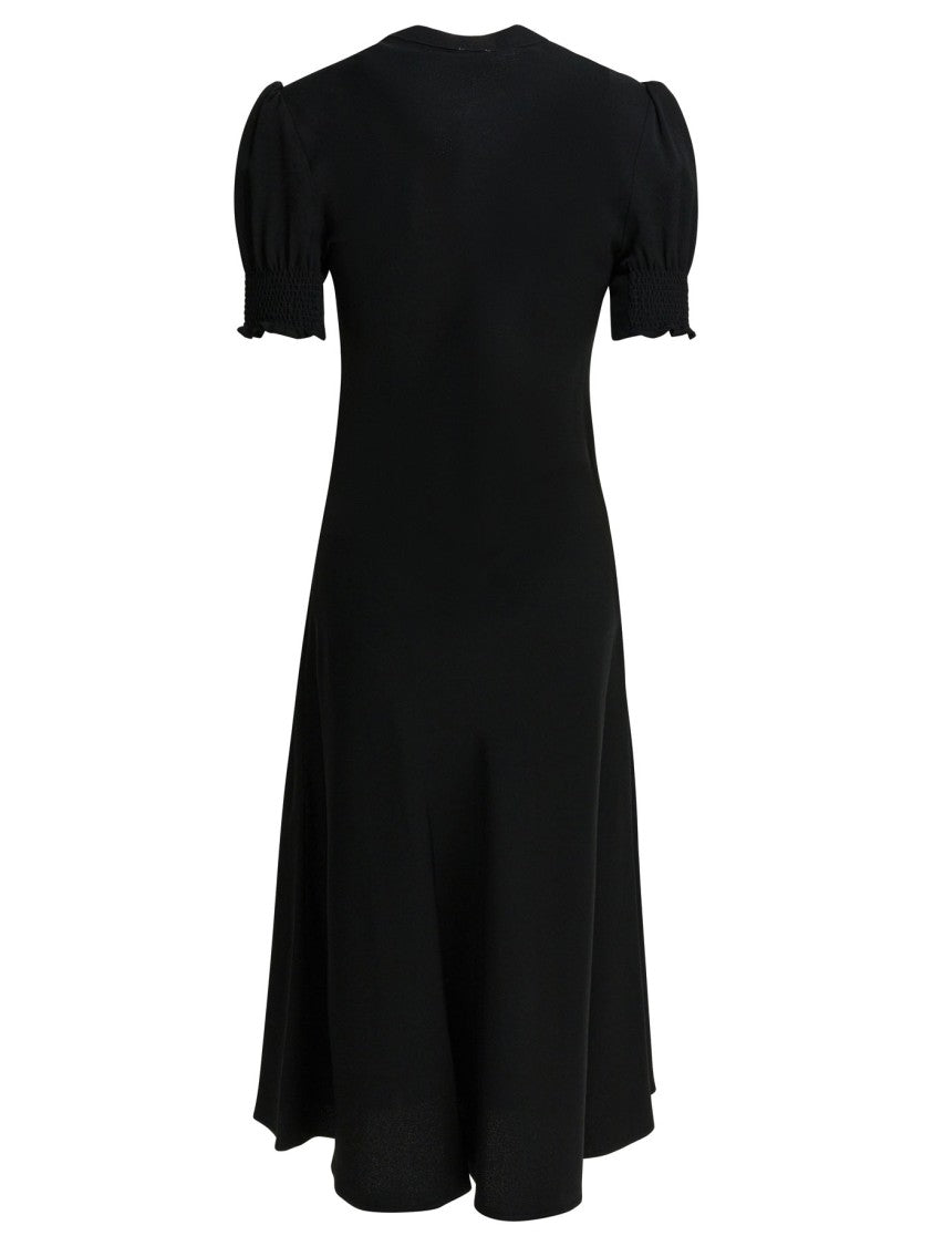 Ines De La Fressange Knee-Length Dress With Puffed Sleeves And Keyhole Detail