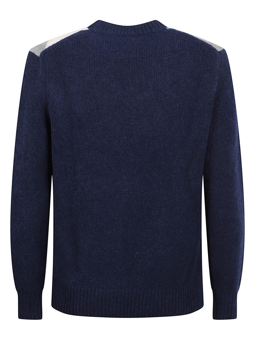 Ballantyne Geometric Color-Block Knit Sweater With Classic Crew Neckline