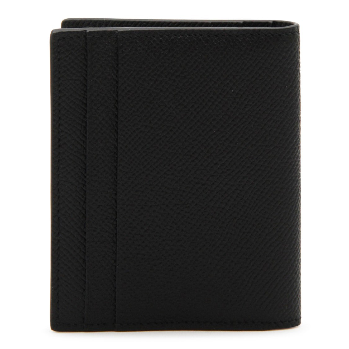 Ferragamo Textured Black Leather Card Holder With Gold Logo Detail