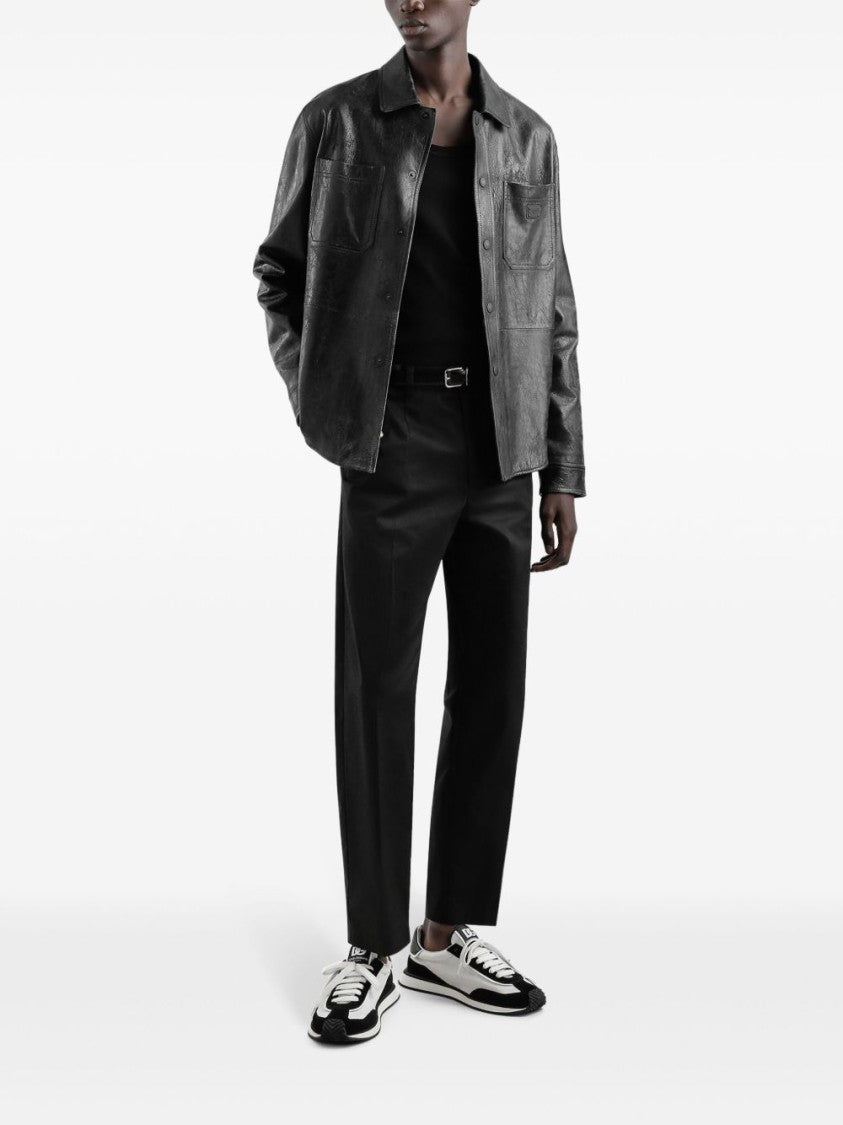 Dolce & Gabbana Structured Black Shirt With Classic Collar And Press-Stud Fastenings