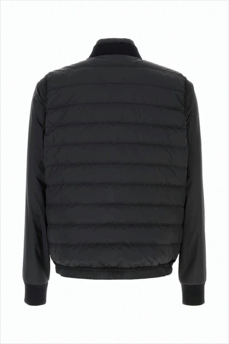 Moncler Quilted Black Jacket With Padded Front