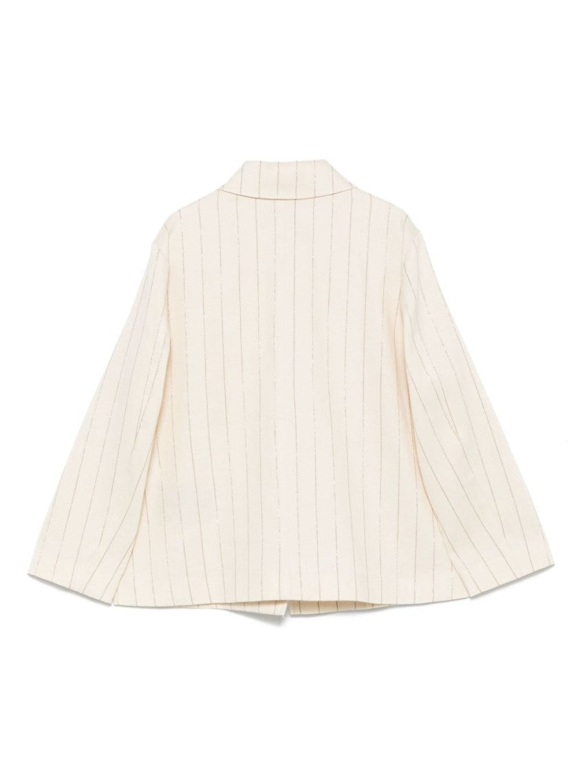 Seventy Sergio Tegon Lightweight Linen Blend Outerwear With Pinstripe Detail
