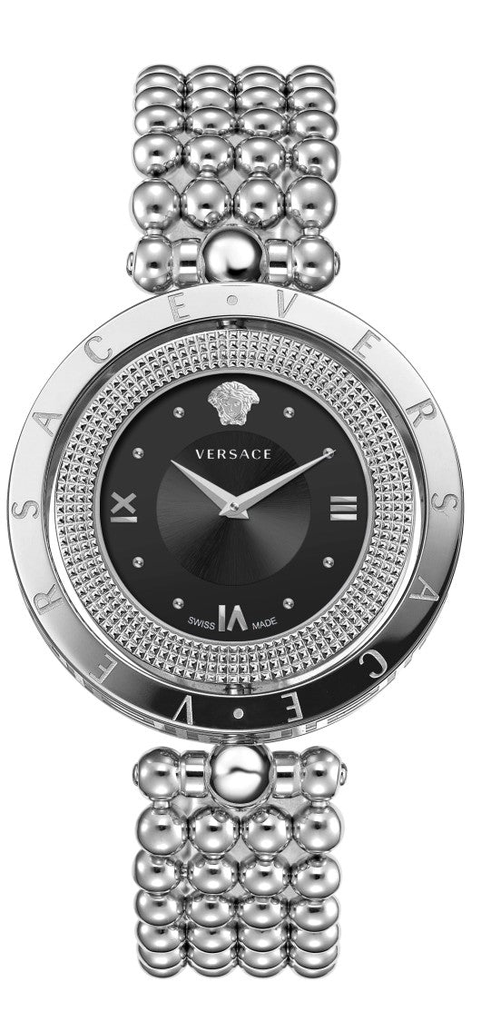 Versace Versace Eon Quartz Watch With Black Dial And Stainless Steel Bracelet