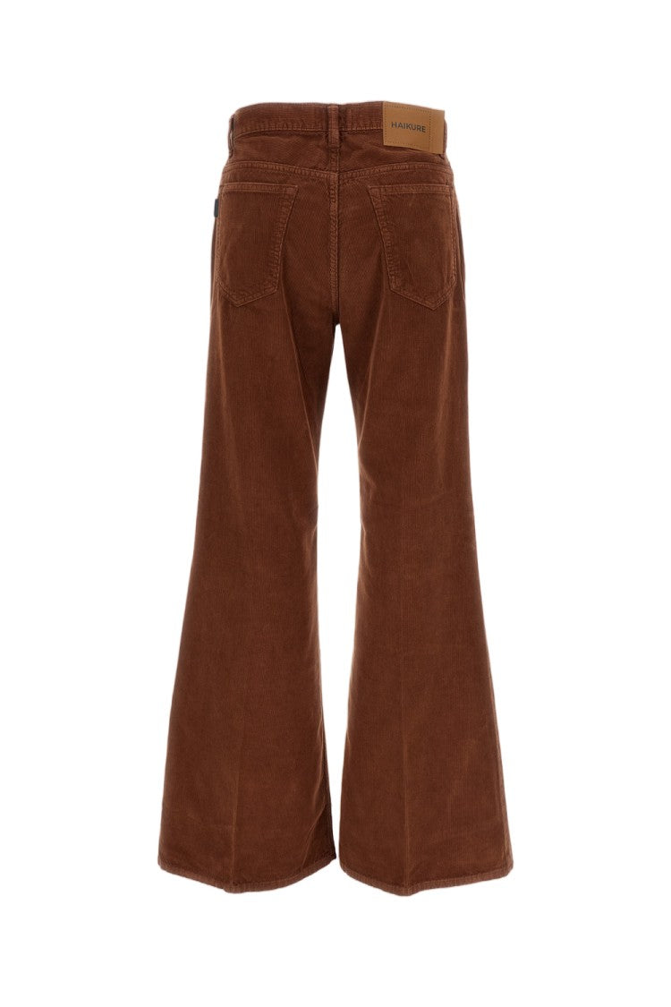 Haikure High-Rise Brown Velvet Trousers With Classic Five-Pocket Design