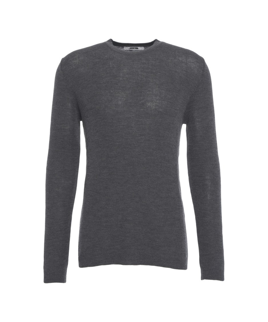 Grifoni Fitted Grey Wool Sweater
