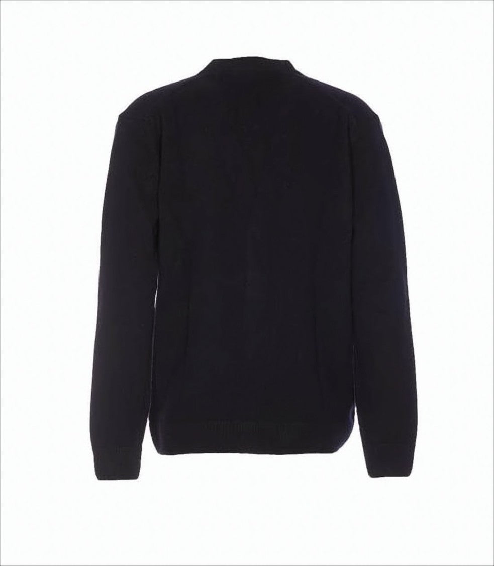 Maison Kitsuné V-Neck Wool Cardigan With Button-Down Front And Embroidered Logo