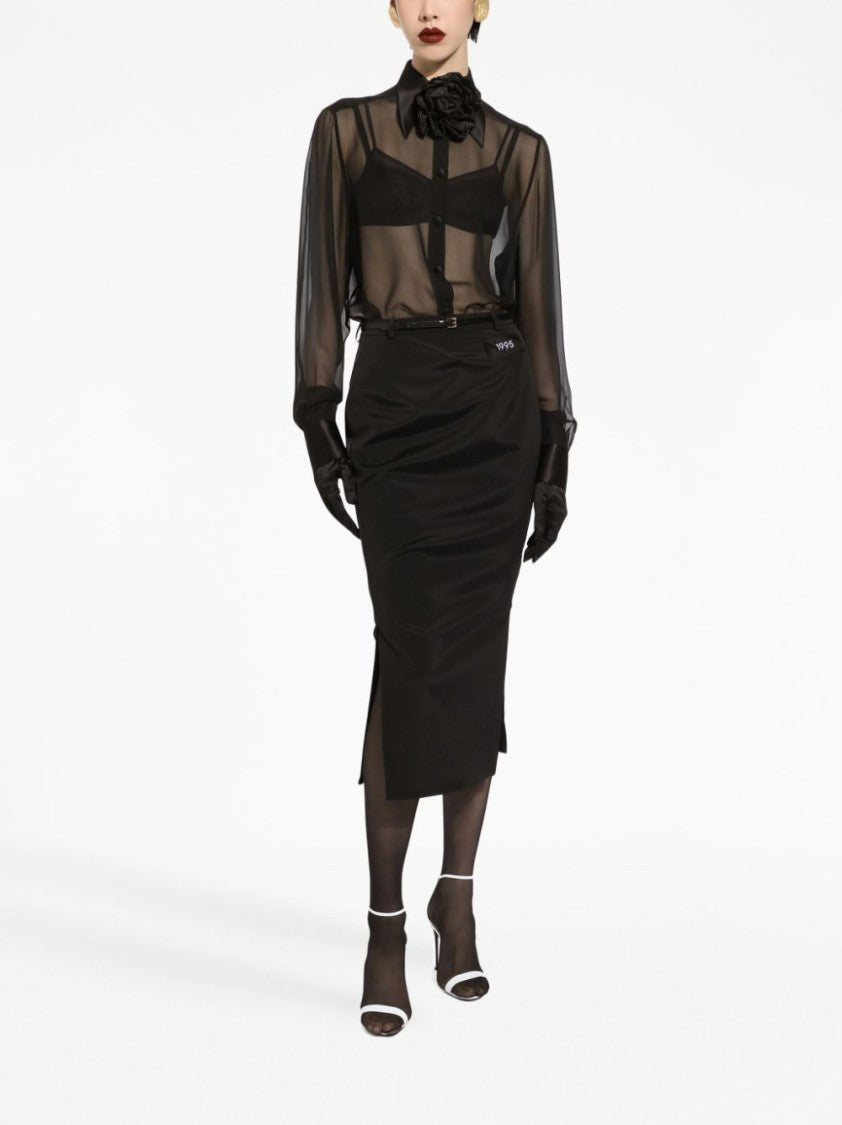 Dolce & Gabbana Sheer Black Long-Sleeved Silk Blouse
