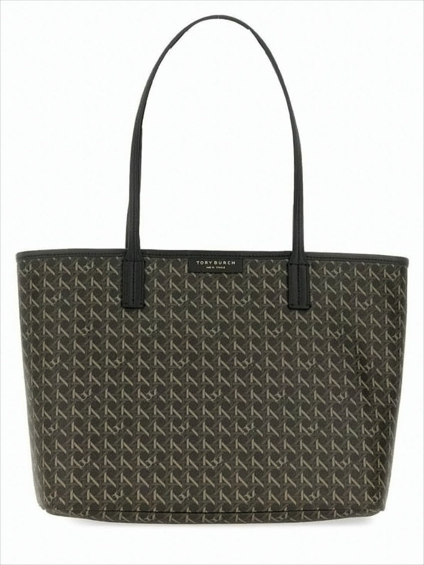 Tory Burch Structured Canvas Shoulder Bag With Geometric Pattern
