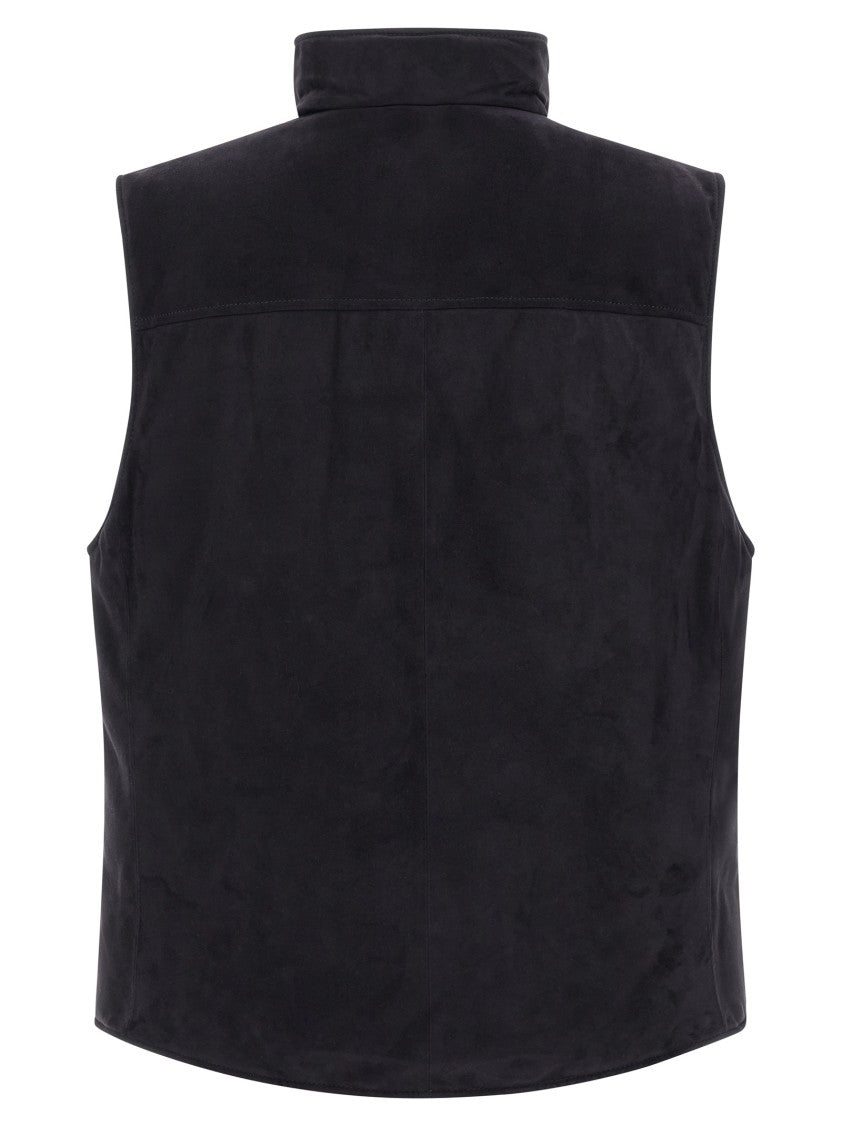 Brunello Cucinelli Suede Vest With Contrast Quilted Lining