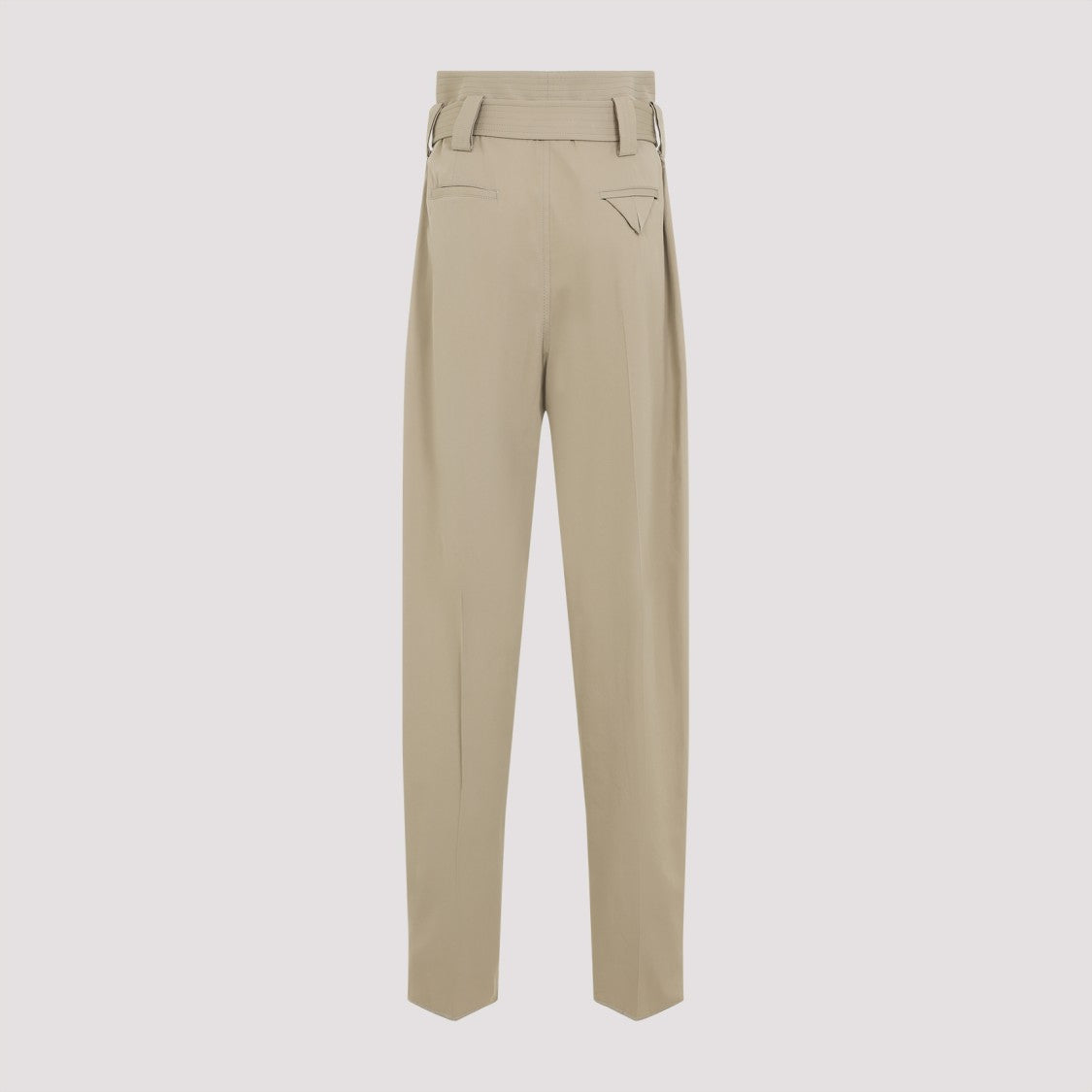 Bottega Veneta High Waist Belted Beige Cotton Trousers