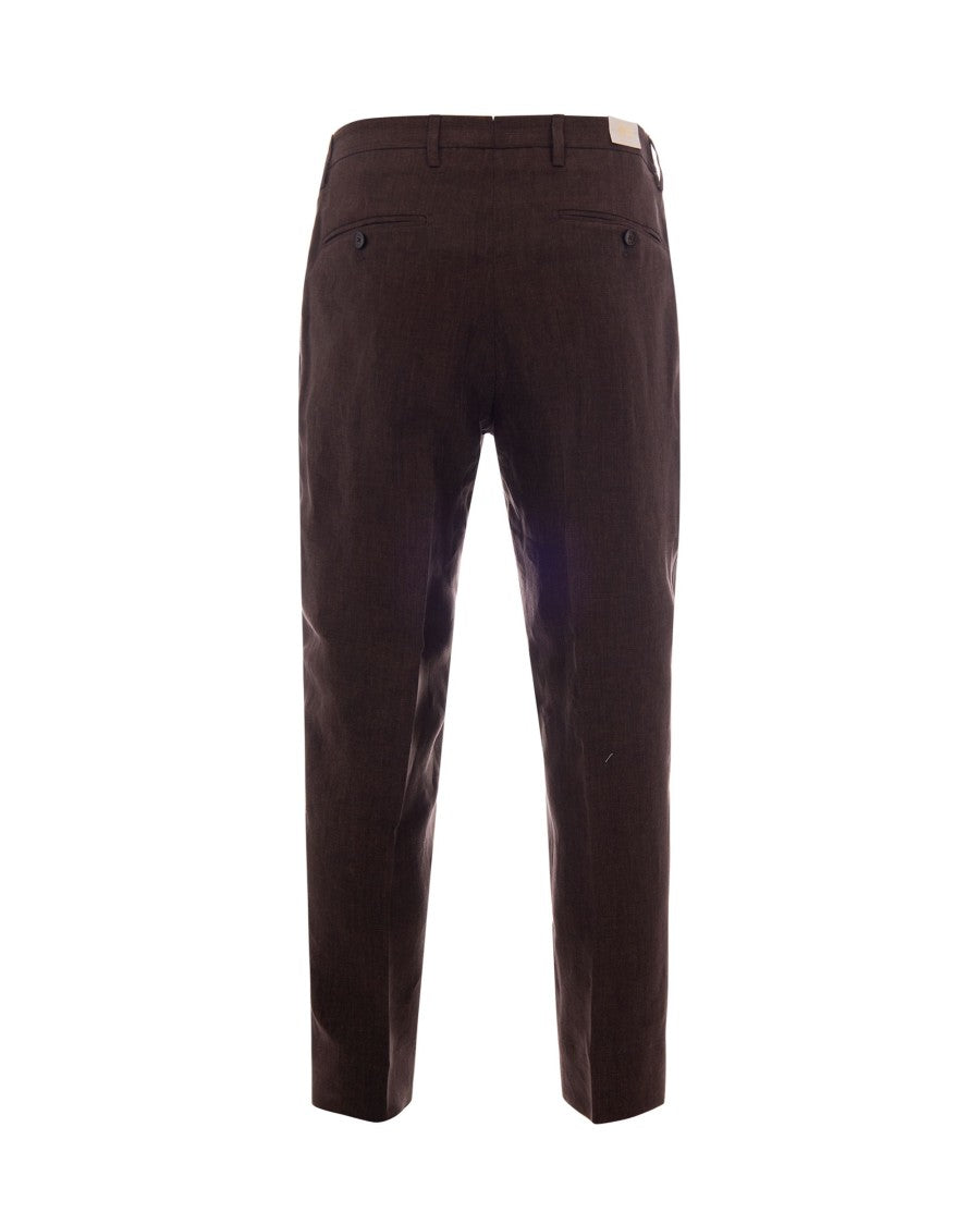 Briglia Pantalone Portobello Brown Trousers With Pleats And Central Crease