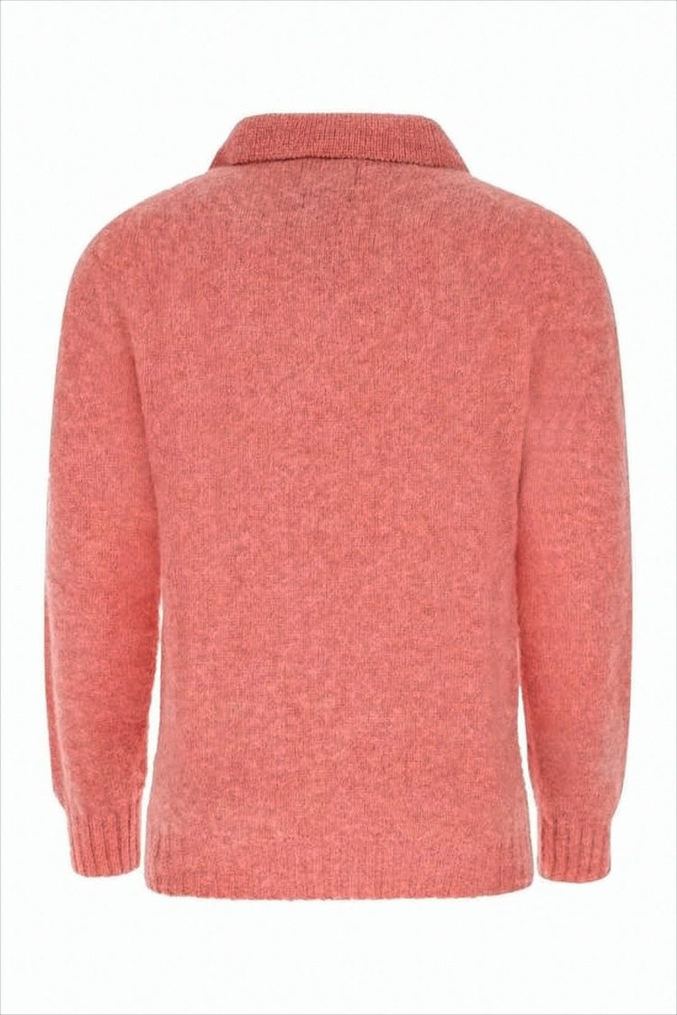 Howlin Textured Wool Sweater With Classic Polo Collar