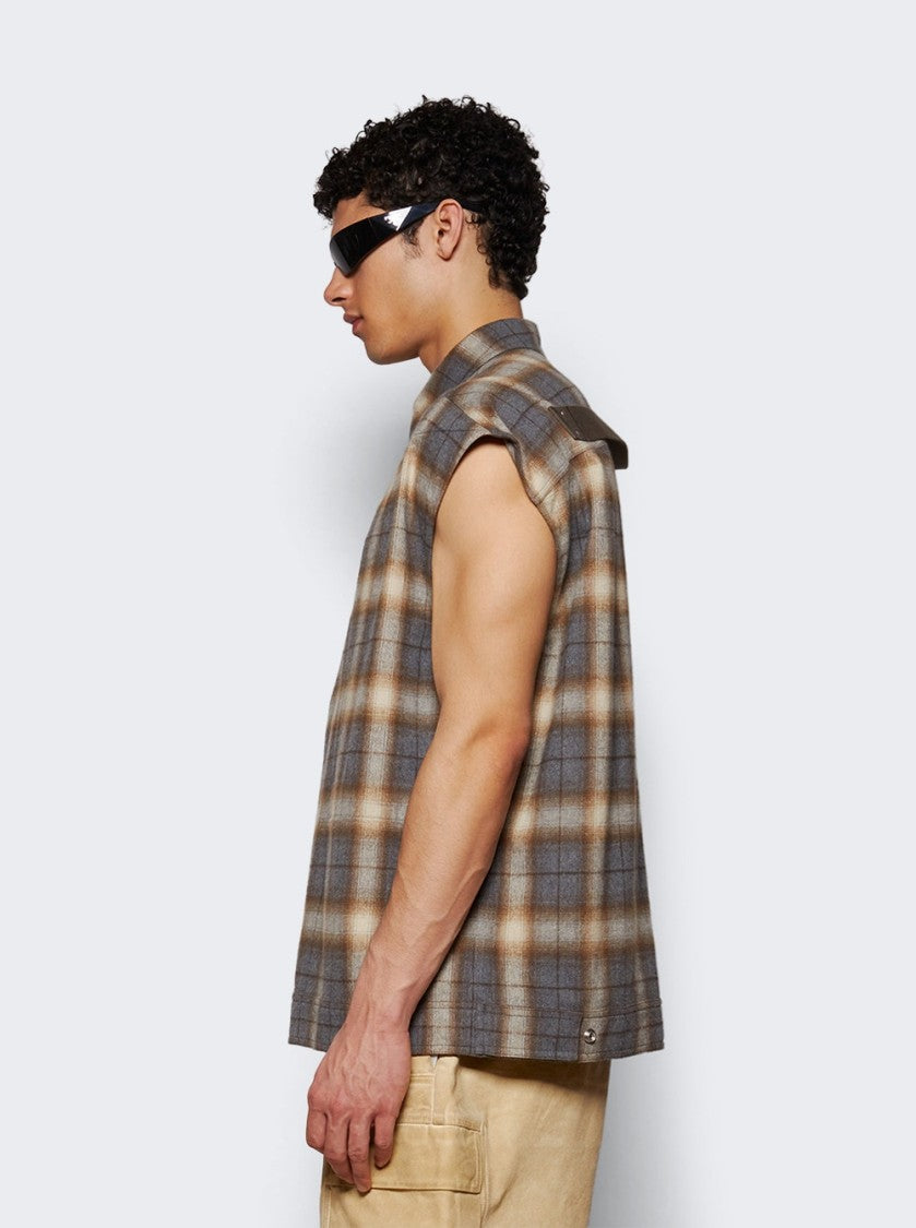 Rick Owens Sleeveless Jumbo Outershirt Grey Plaid