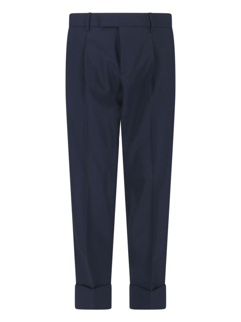 Cruna Blue Tailored Straight-Leg Virgin Wool Trousers