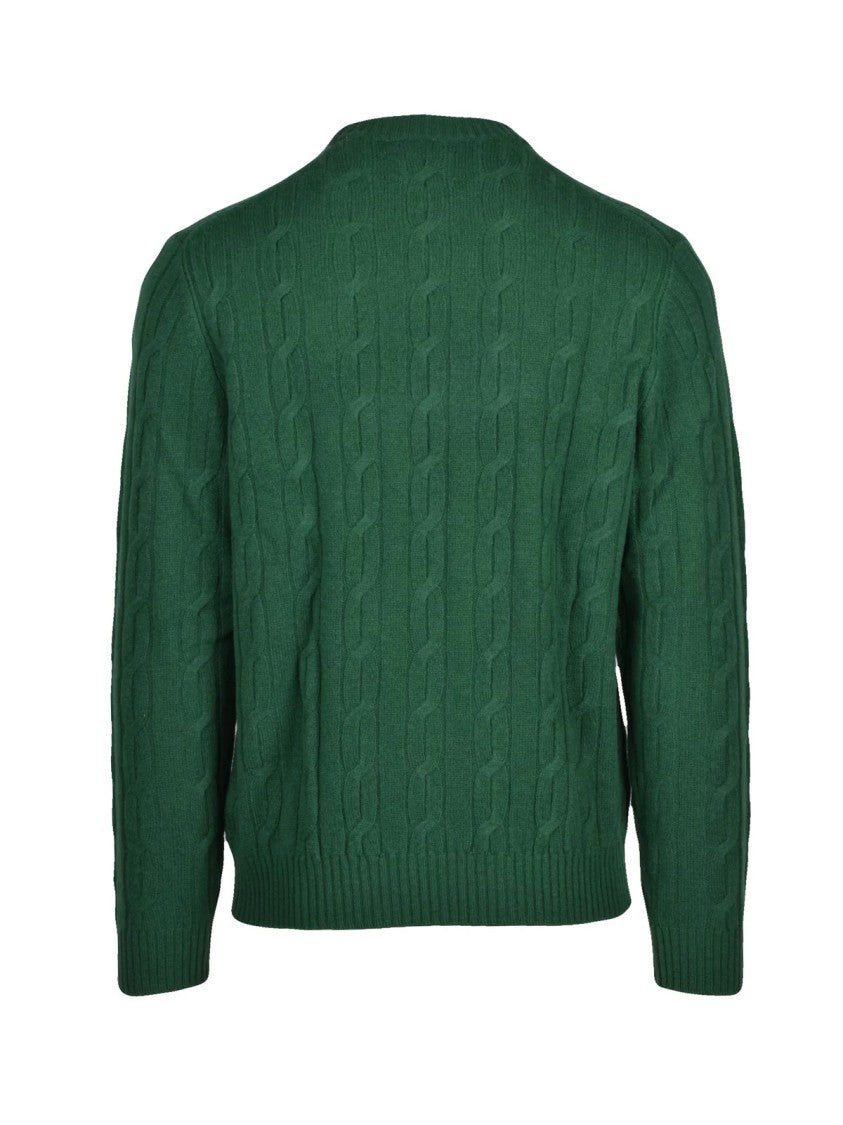 Gant Textured Cable Knit Crewneck Pullover In Forest Green Wool