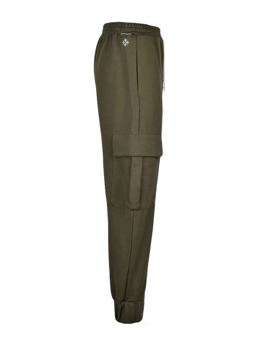 Sunstripes Military Green Cargo Tracksuit Pants With Ribbed Cuffs