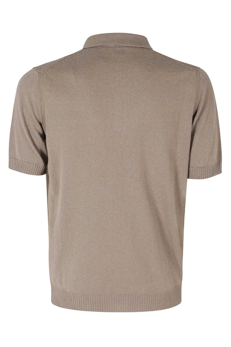 Seventy Mud Classic Short Sleeve Ribbed Trim Linen-Blend Polo Shirt
