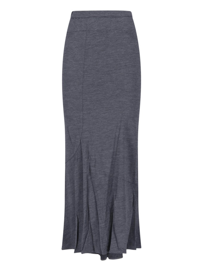 Junya Watanabe Textured Grey Wool Midi Skirt With High Waist